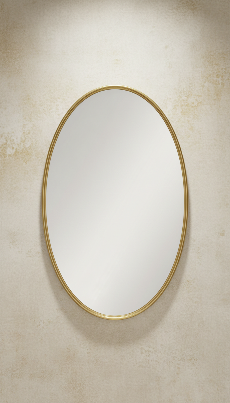 Brass-Trim Oval Mirror