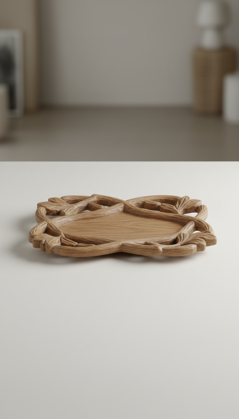 Carved Oak Decorative Tray