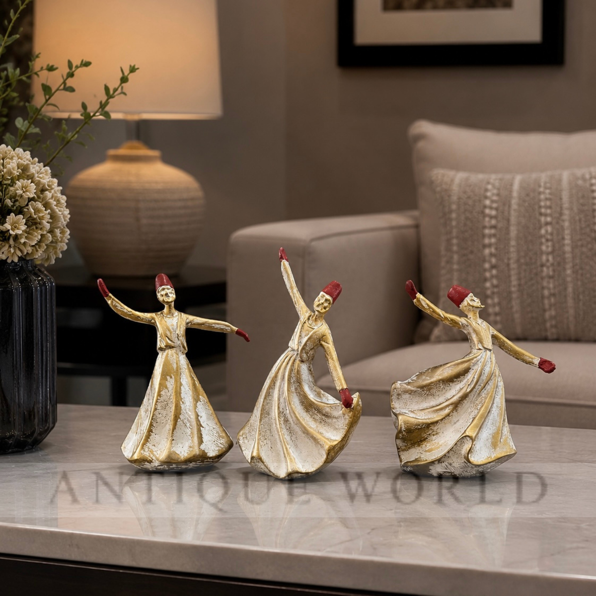 Classical Dervish  Art Sculpture( Set of 3)