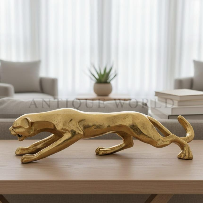 The Majestic Stalk Cracked Resin Leopard Figurine