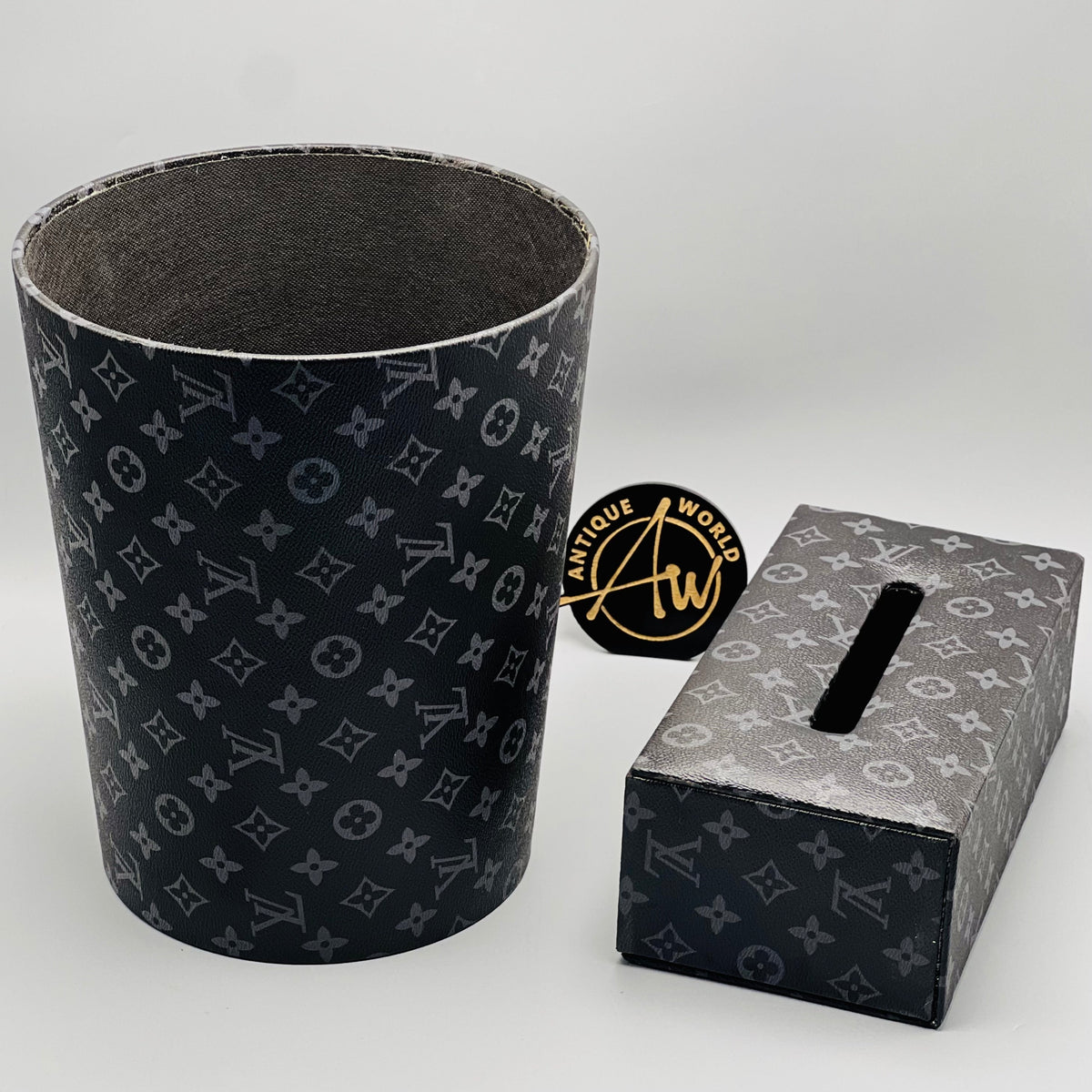 Louis  Vuitton Monogram Round Basket and Tissue Box Set
