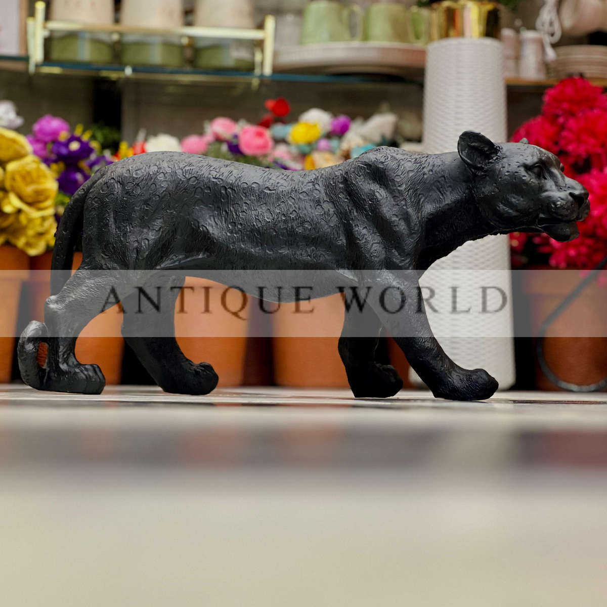 Antique  Panther Statue (  Black , Gold , Off White )