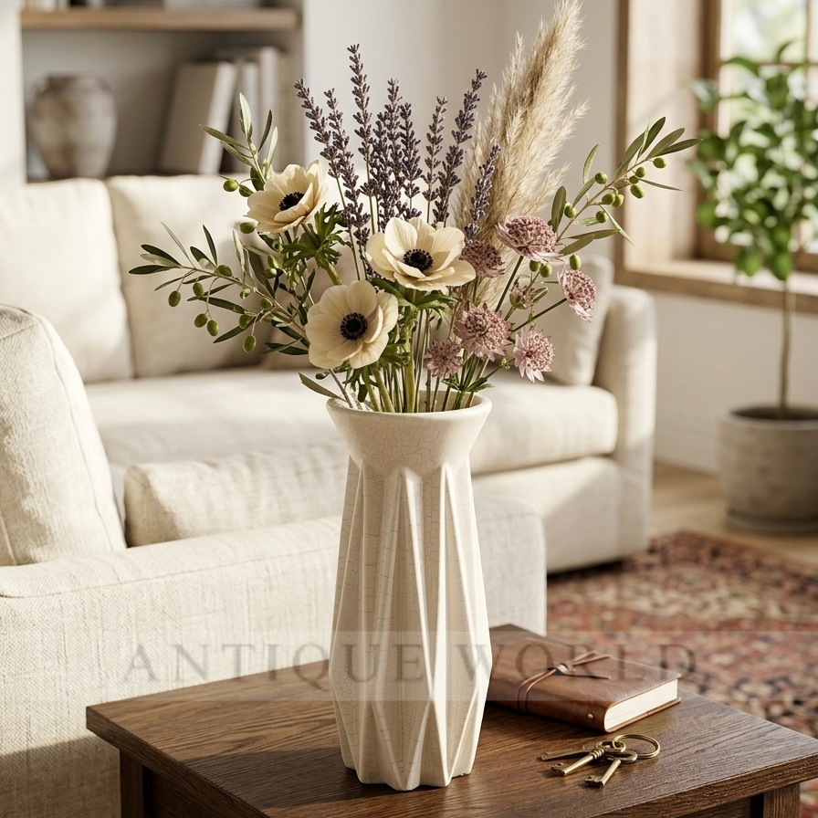 Crackled Cream Decorative Vase