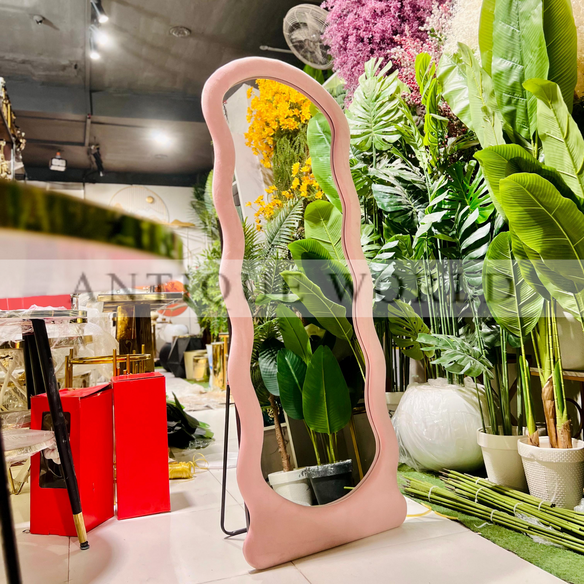 Blush Wave Floor Mirror