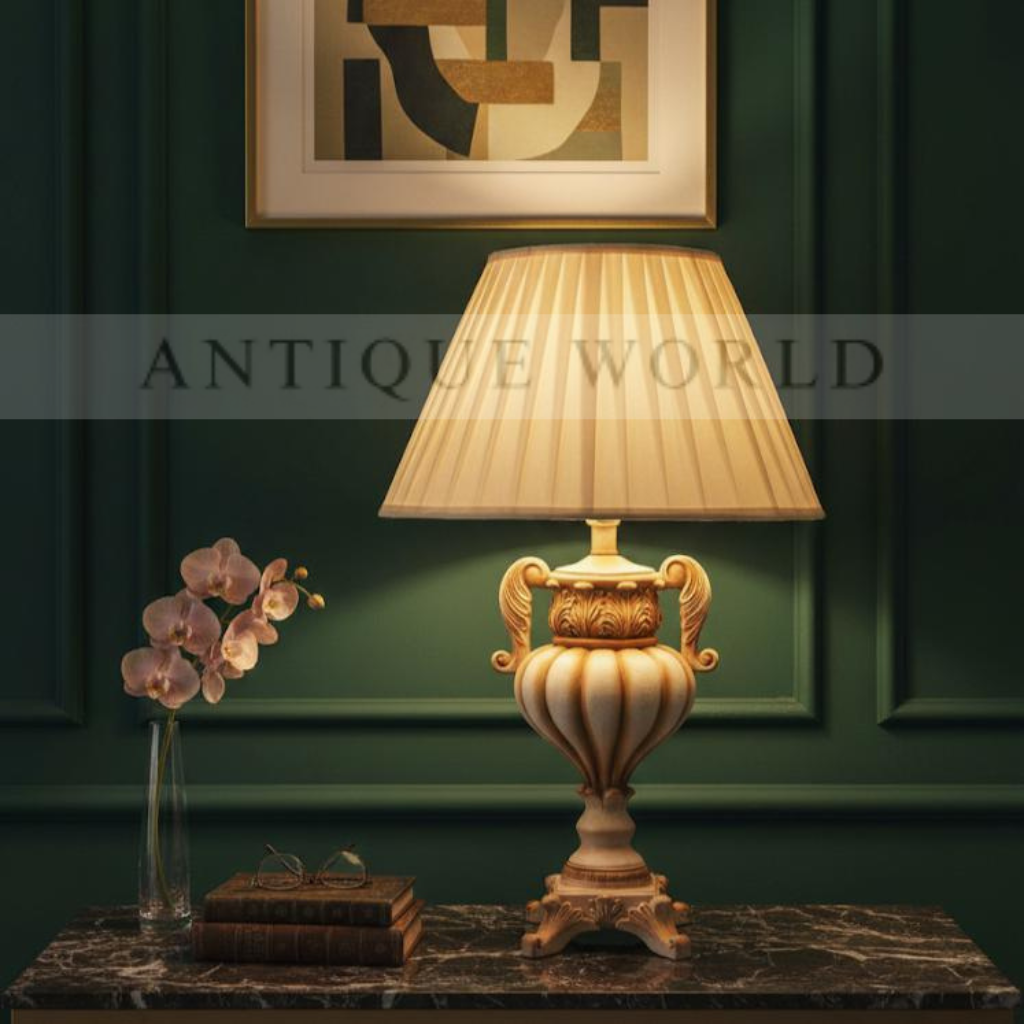 Medieval Golden-White Resin Table Lamp 1Pc