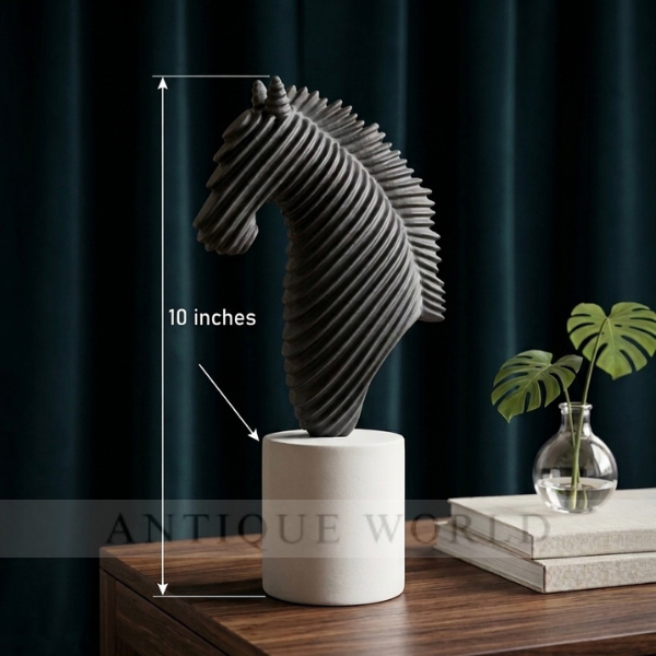 Abstract Striped Horse Head Mascot Animal Sculpture