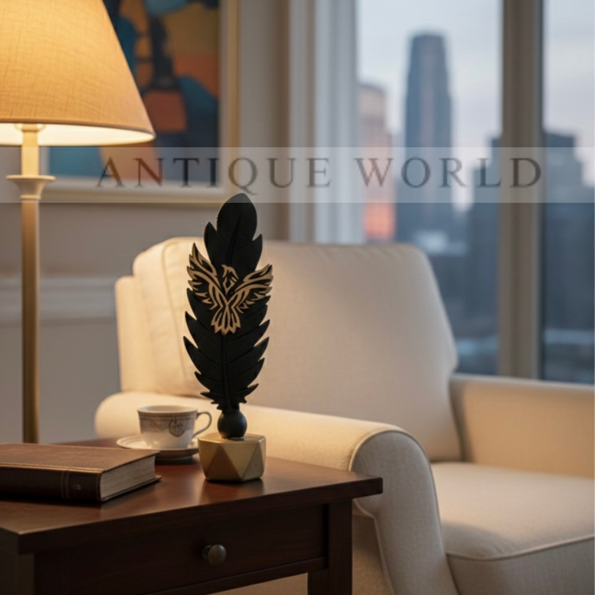 Modern Luxury Golden Feather Decor Piece