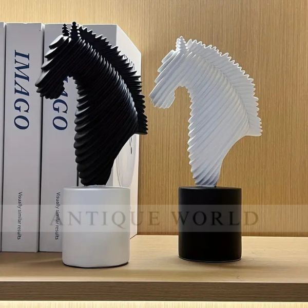 Abstract Striped Horse Head Mascot Animal Sculpture