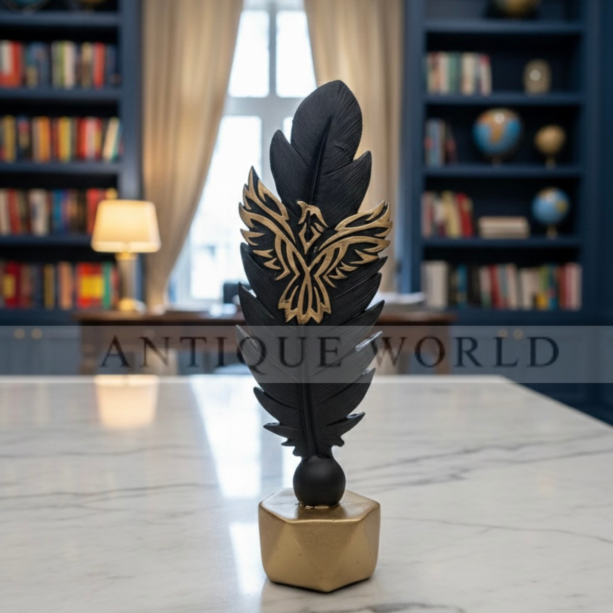 Modern Luxury Golden Feather Decor Piece