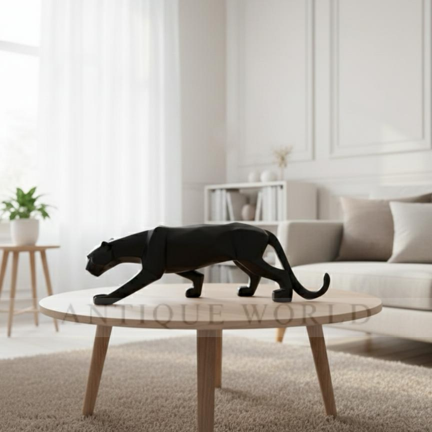 The Majestic Stalk Cracked Resin Leopard Figurine