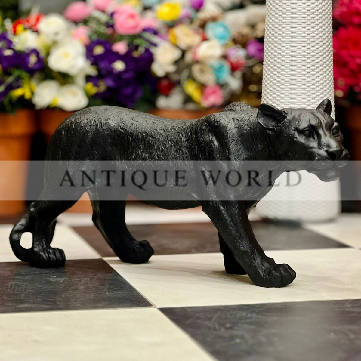 Antique  Panther Statue (  Black , Gold , Off White )