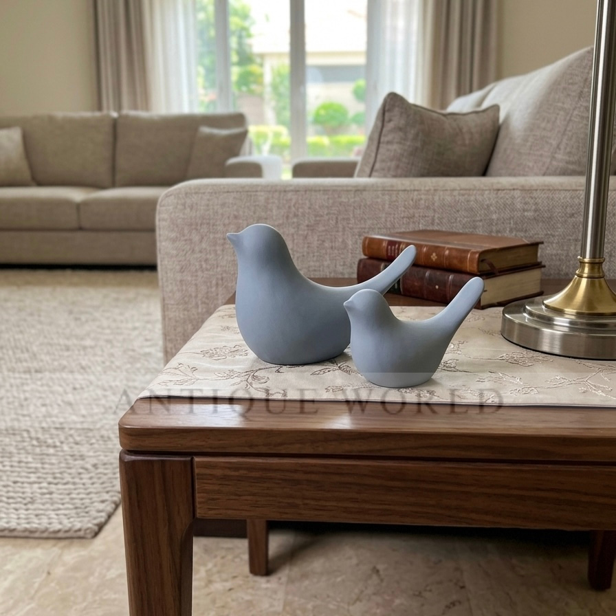 Minimalist Ceramic Bird Figurines  (Set of 2 )