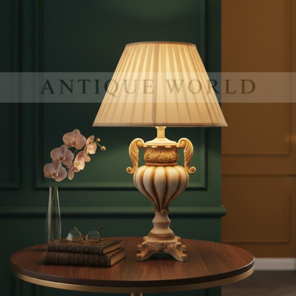 Medieval Golden-White Resin Table Lamp 1Pc
