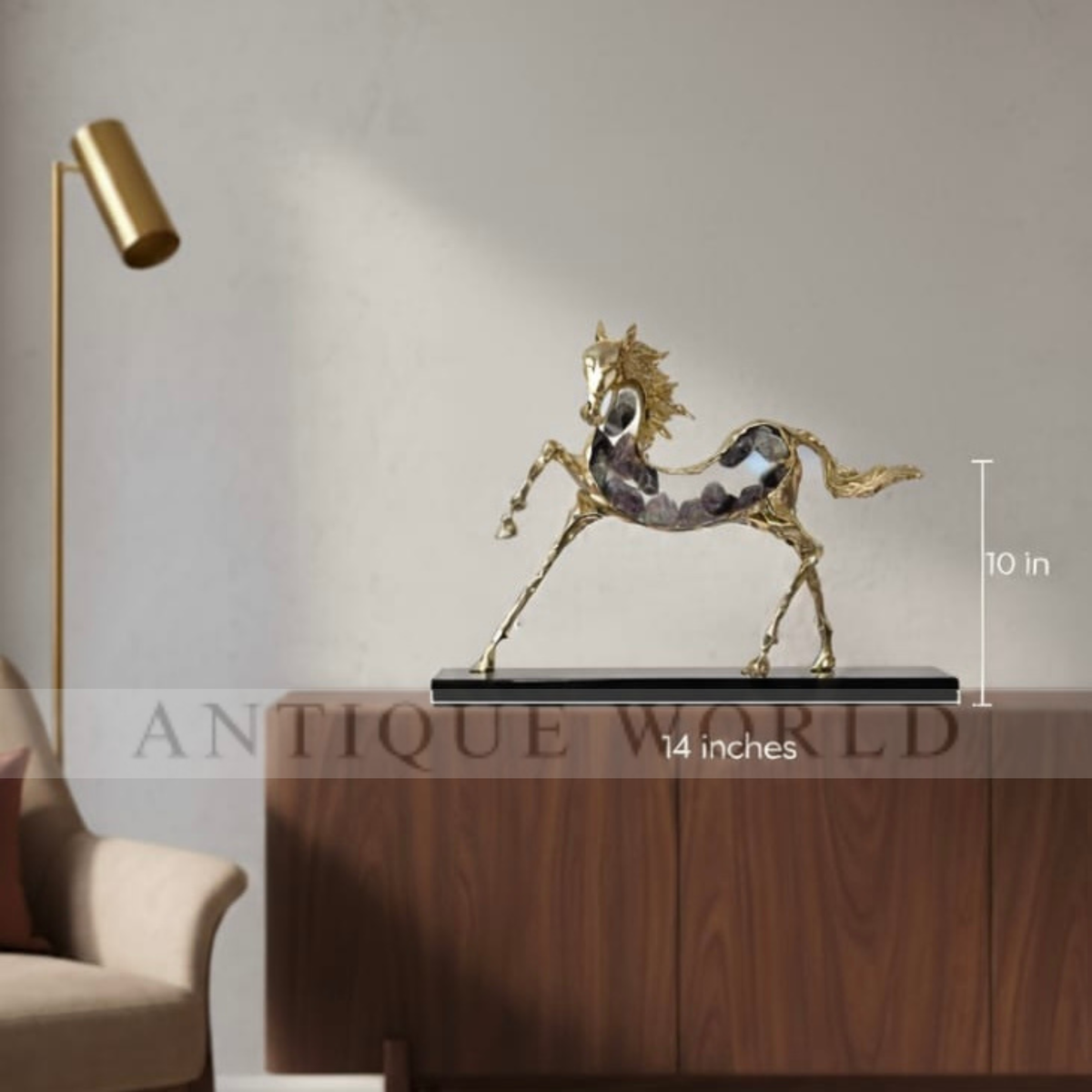 Dynamic Brass  Running Horse Showpiece