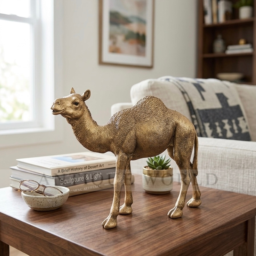 Decorative Gold-Finished Camel Statue