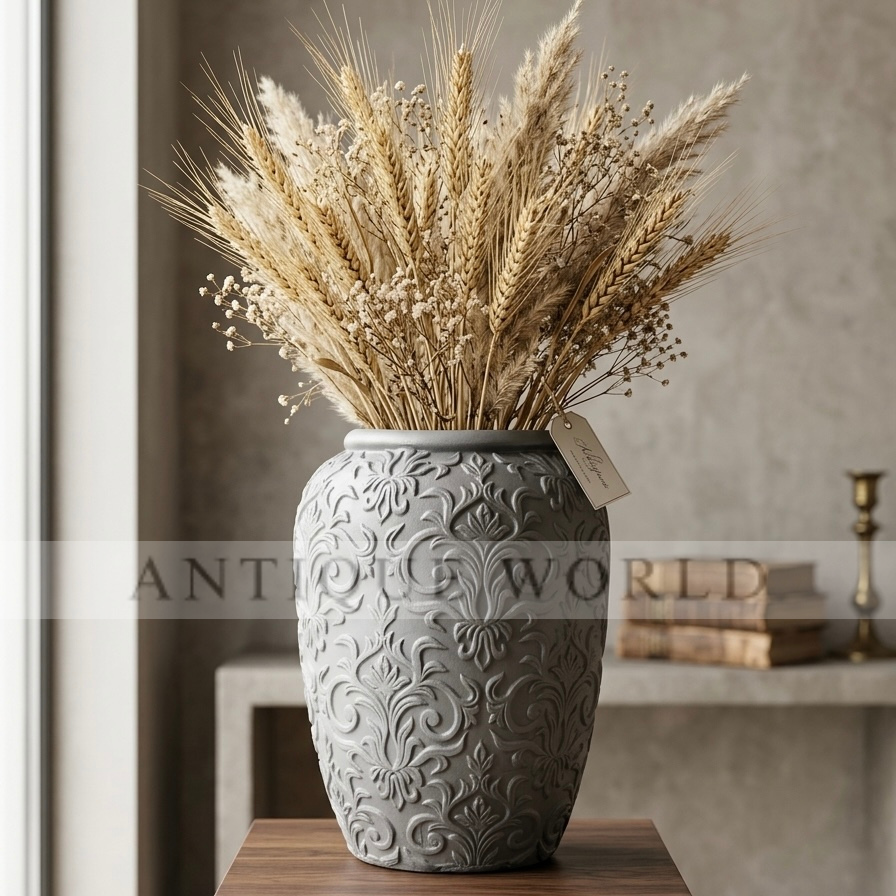 Vintage Embossed Floral Decorative Vase