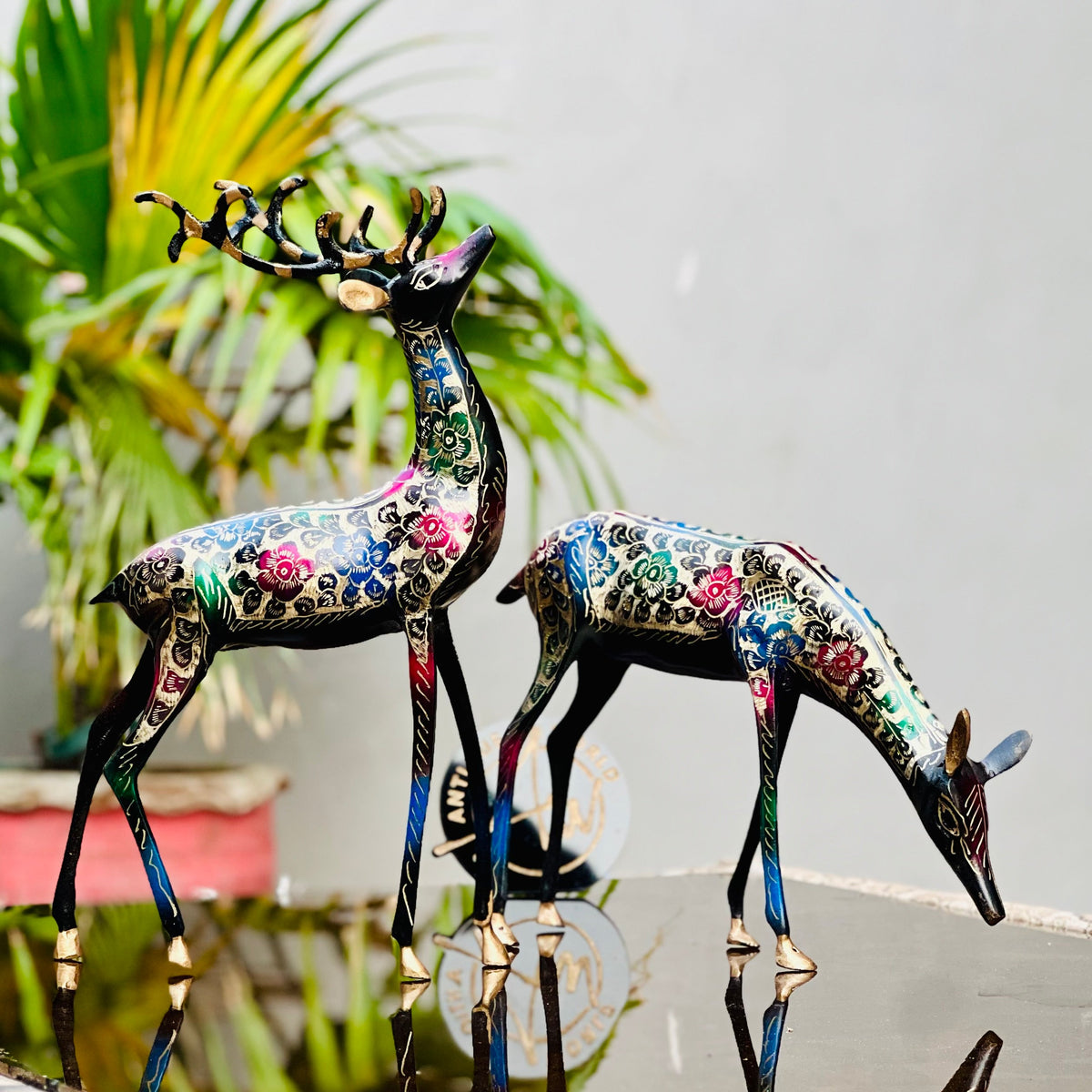 Naqshi Artistic  Brass Deer ( Set of 2 )