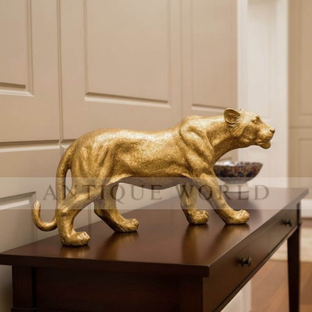 Antique  Panther Statue (  Black , Gold , Off White )