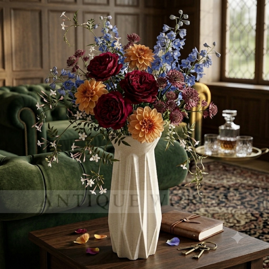 Crackled Cream Decorative Vase