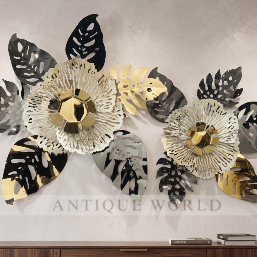 Premium 3D Metallic Flora Wall Art