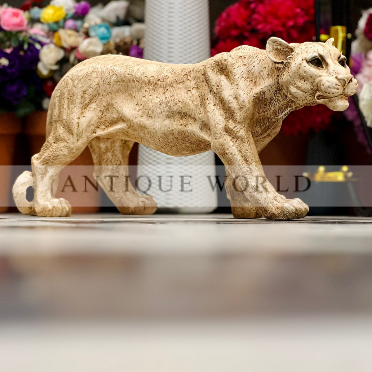 Antique  Panther Statue (  Black , Gold , Off White )
