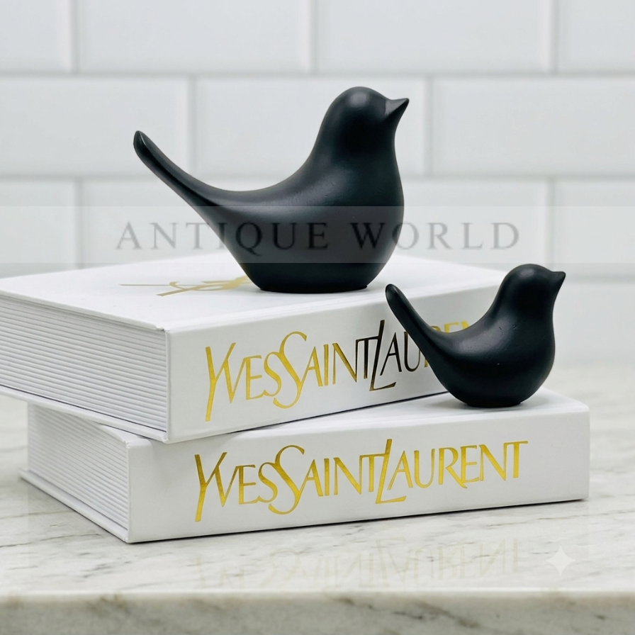 Minimalist Ceramic Bird Figurines  (Set of 2 )