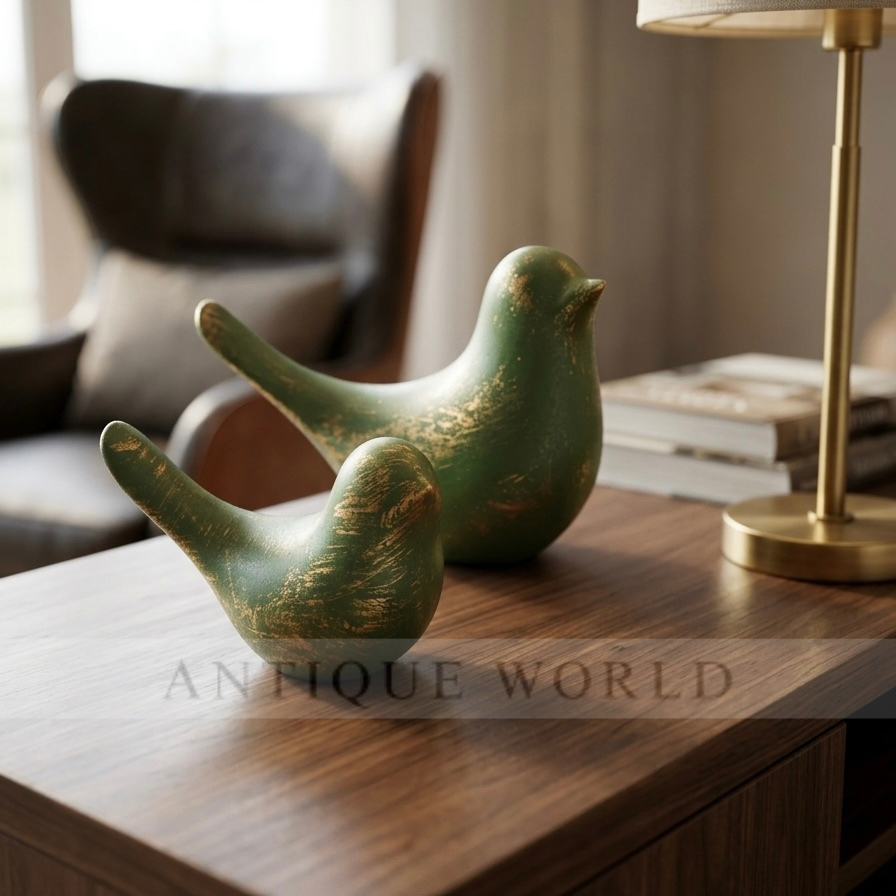 Minimalist Ceramic Bird Figurines  (Set of 2 )