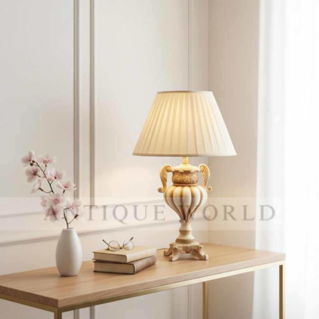 Medieval Golden-White Resin Table Lamp 1Pc