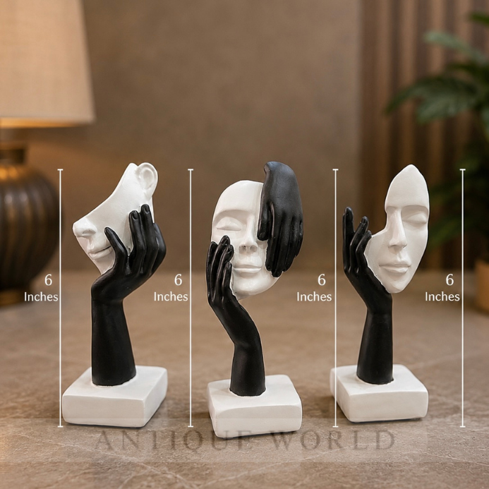 Modern Abstract Face & Hand Sculpture Set