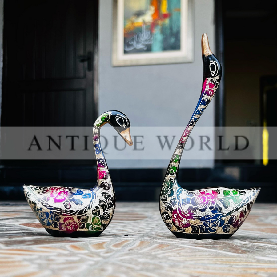 Handcrafted Brass Swan Figurine ( Set of 2 )