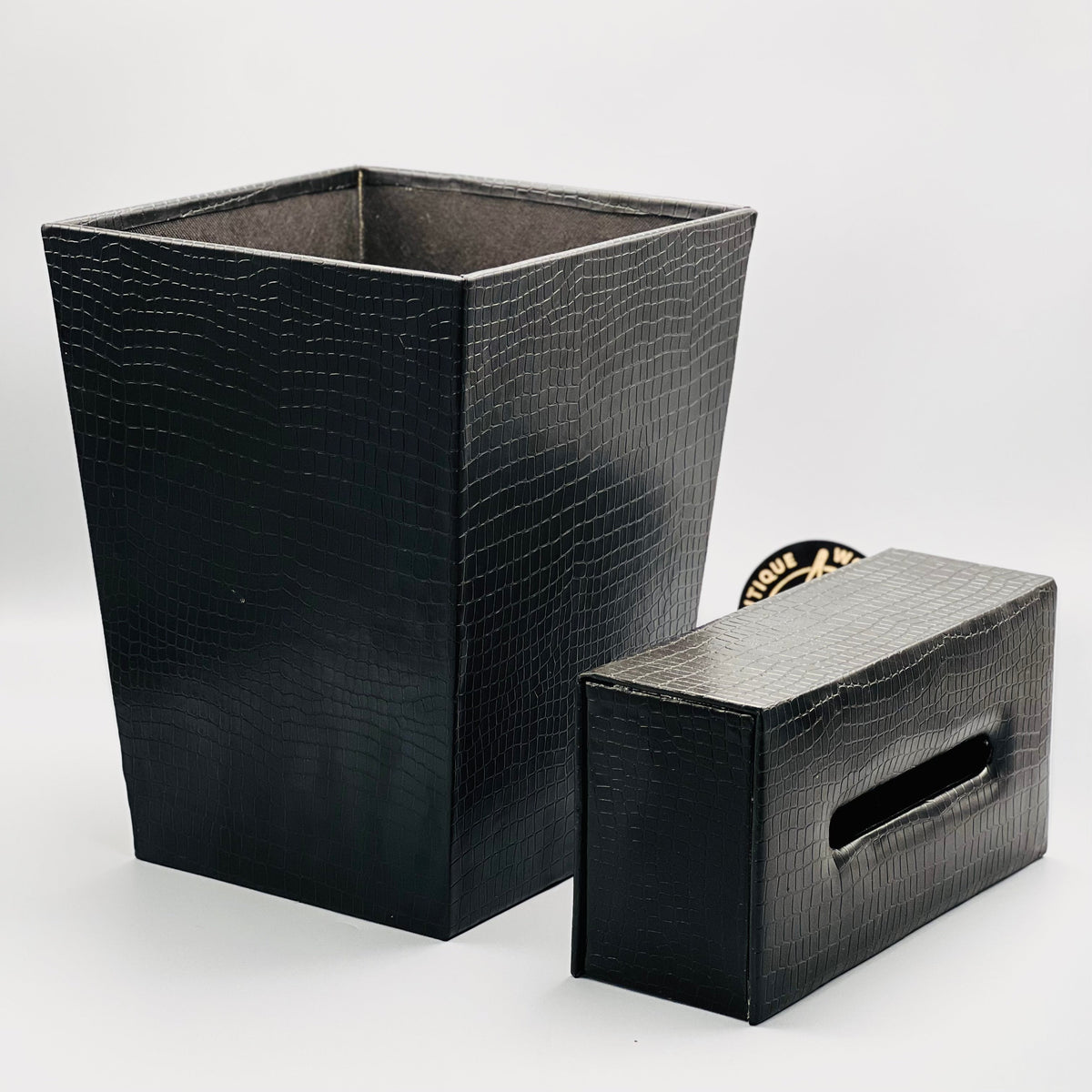 Leather Basket Tissue Box Set