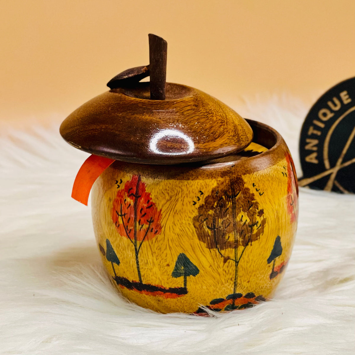 Apple Shaped Wooden Tea Coaster
