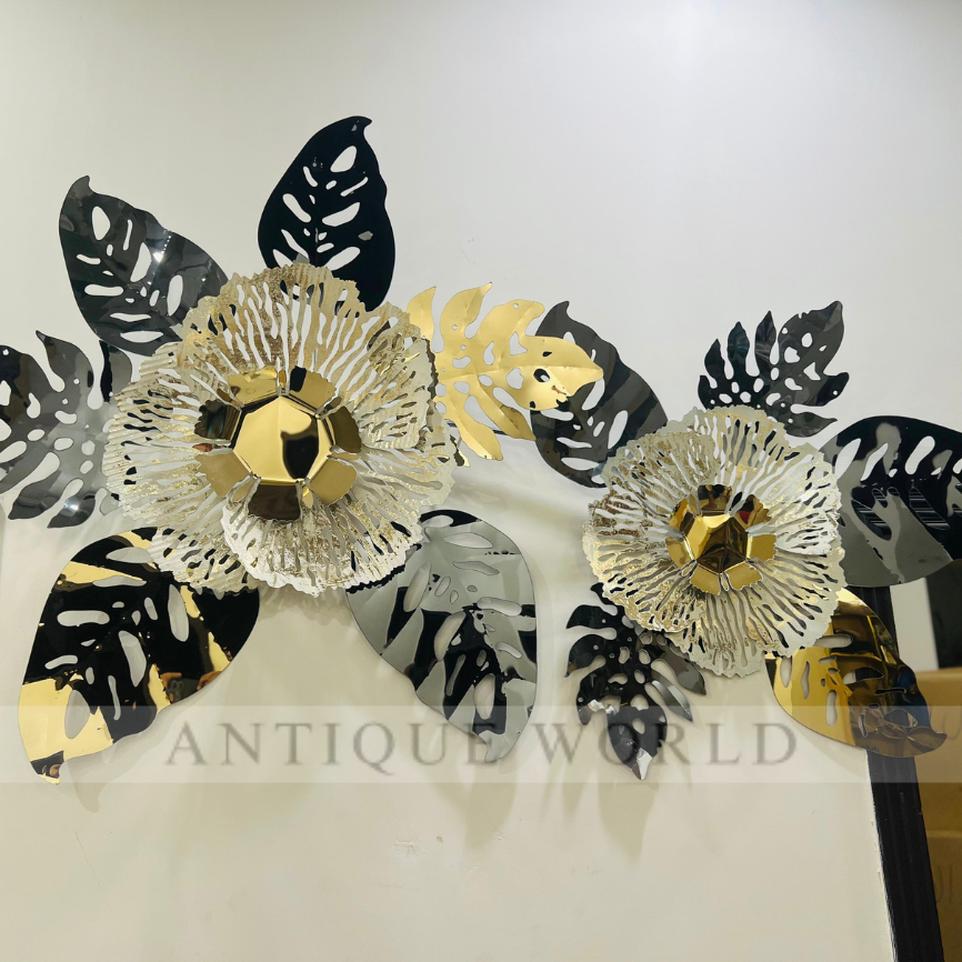 Premium 3D Metallic Flora Wall Art