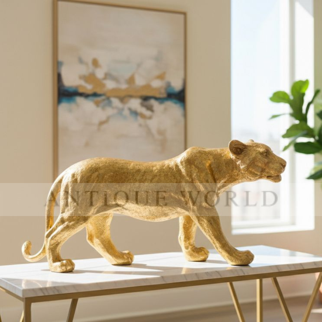 Antique  Panther Statue (  Black , Gold , Off White )
