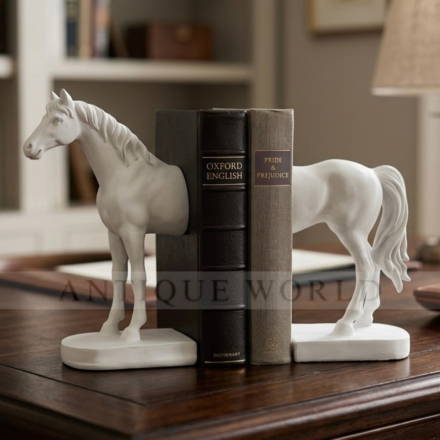 “Modern Black Horse Bookend Set – Resin Decorative Book Holders”
