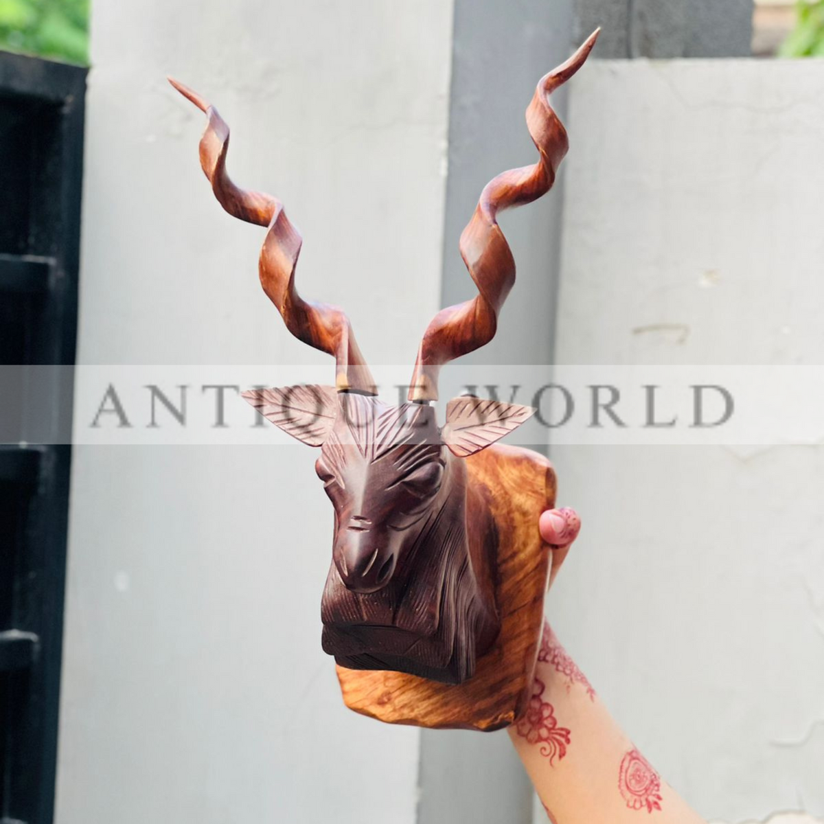 Handcrafted Solid Sheesham Wood Markhor Wall Decor