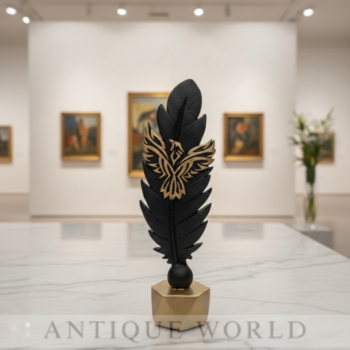 Modern Luxury Golden Feather Decor Piece