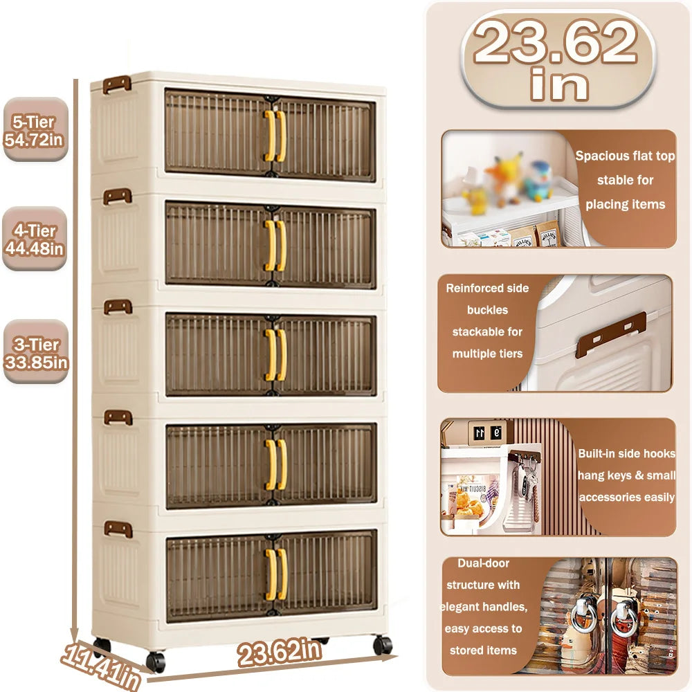 Clear-Door Storage Cabinet with Wheels