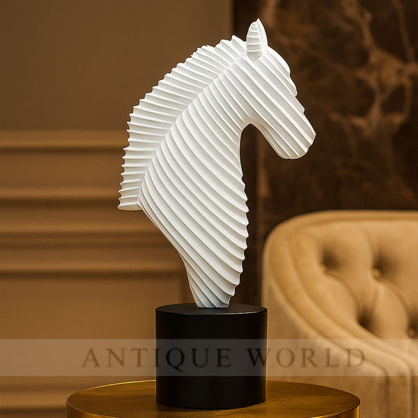 Abstract Striped Horse Head Mascot Animal Sculpture