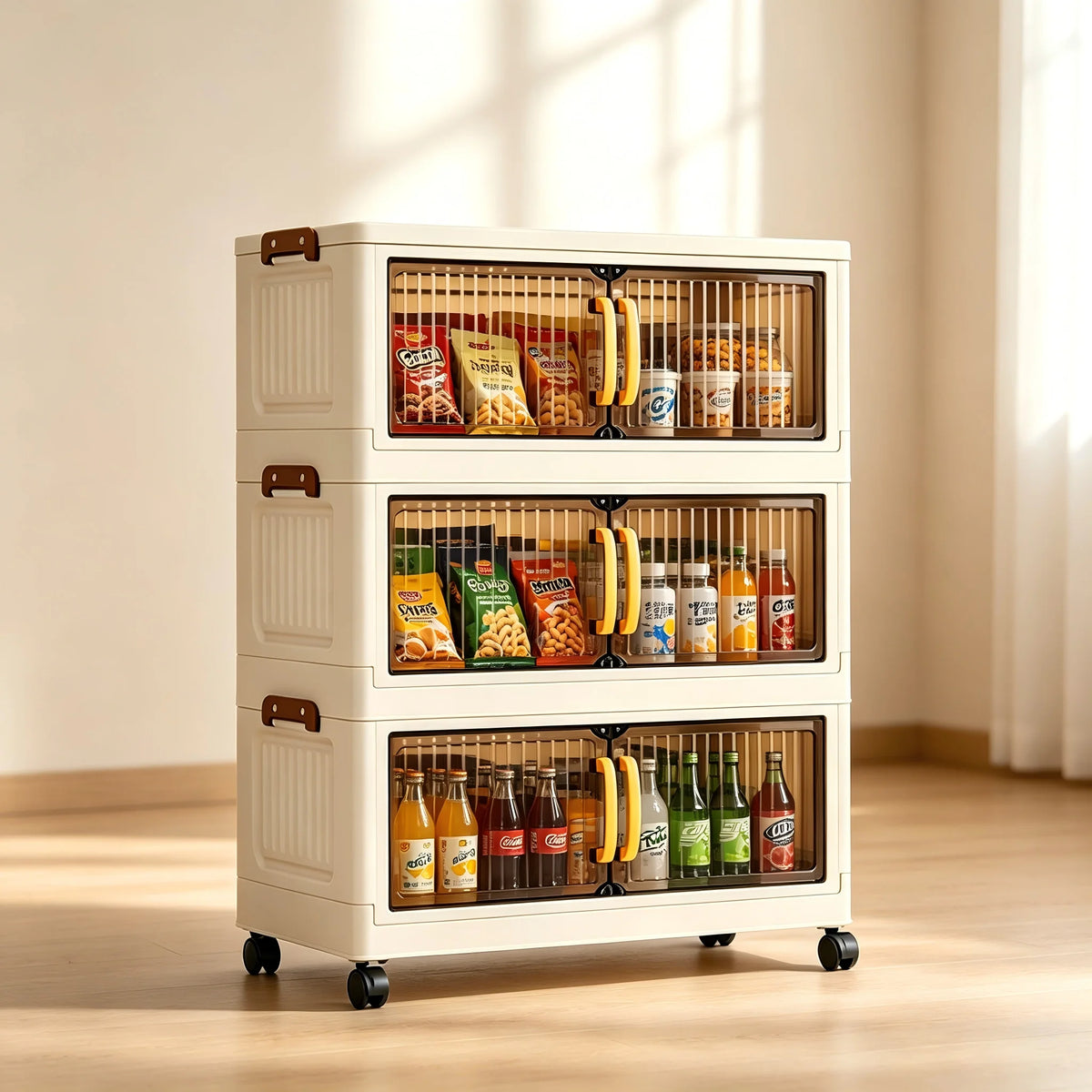 Clear-Door Storage Cabinet with Wheels