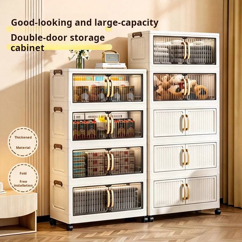 Clear-Door Storage Cabinet with Wheels