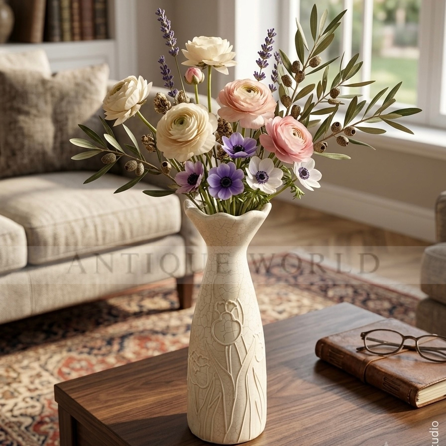 Vintage-Style Crackle Glaze Vase