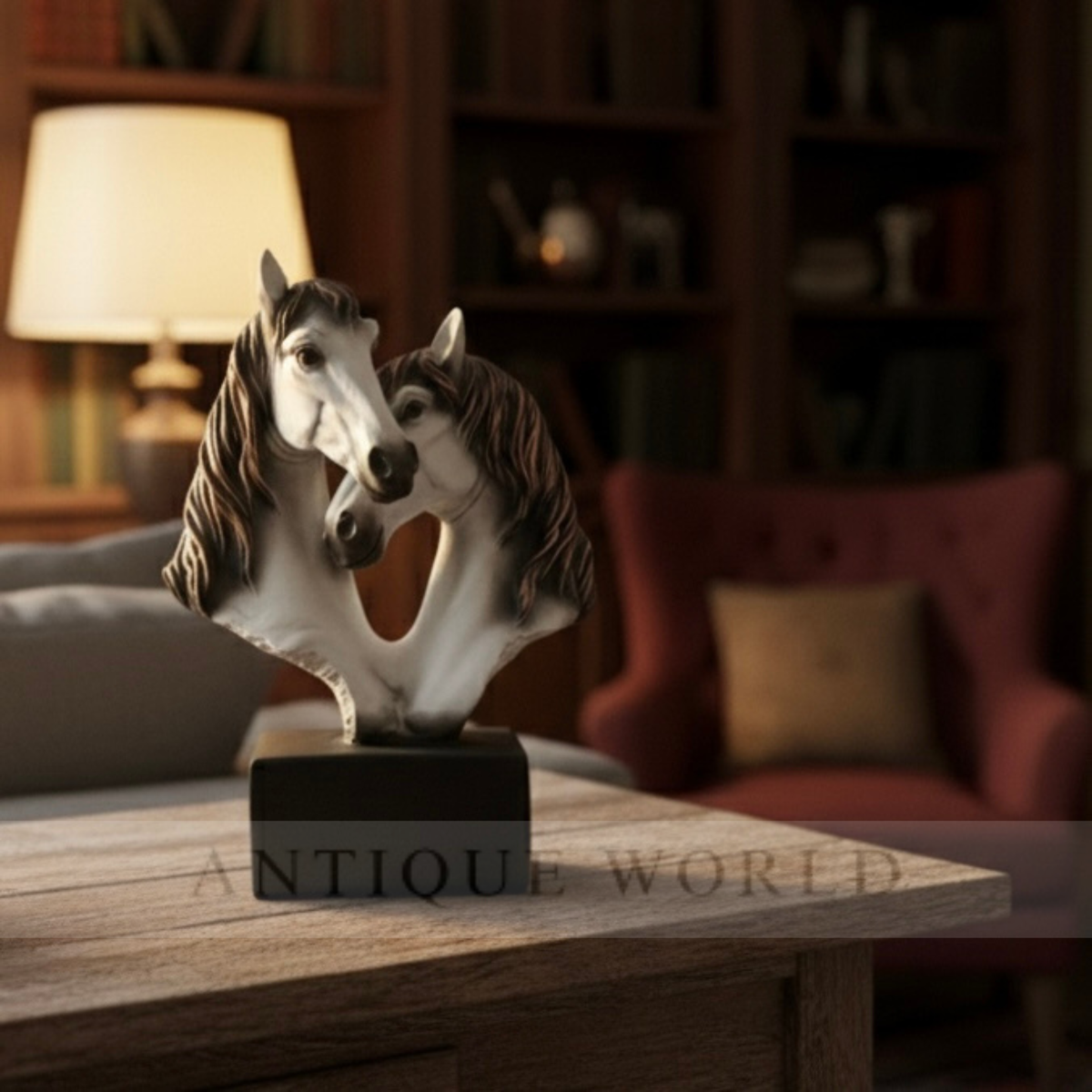 Premium Twin Horse Heart Sculpture