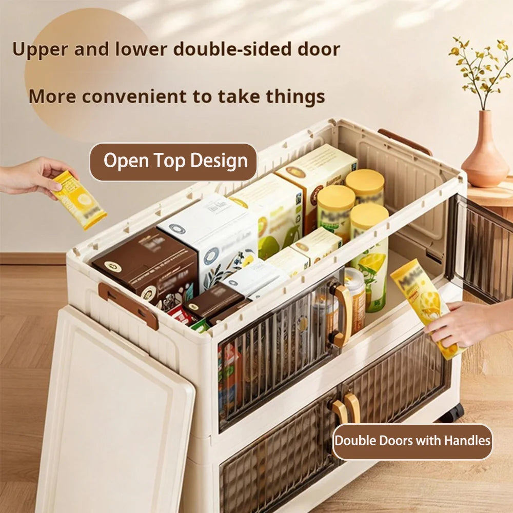 Clear-Door Storage Cabinet with Wheels