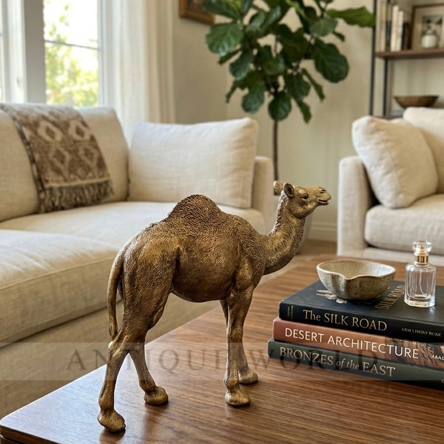 Decorative Gold-Finished Camel Statue