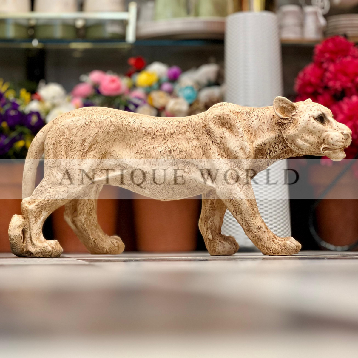 Antique  Panther Statue (  Black , Gold , Off White )