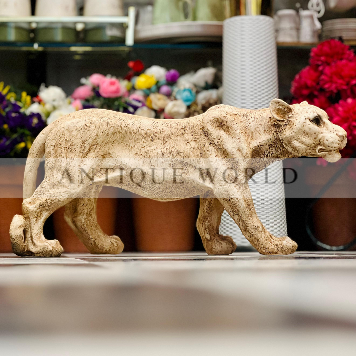 Antique  Panther Statue (  Black , Gold , Off White )