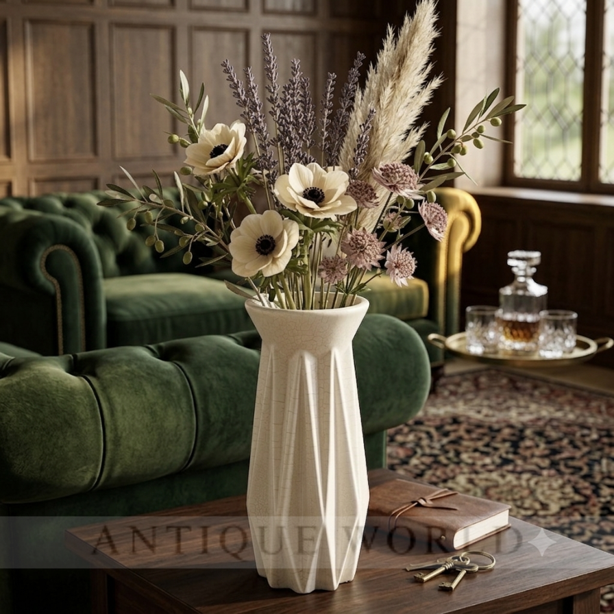 Crackled Cream Decorative Vase