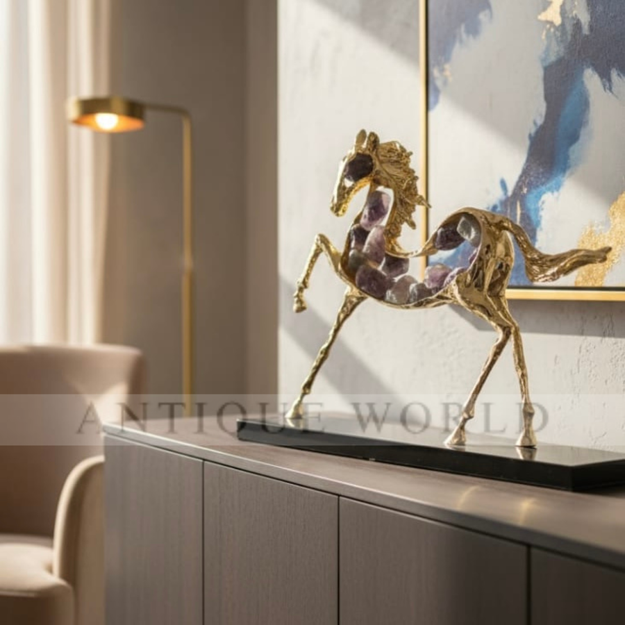 Dynamic Brass  Running Horse Showpiece