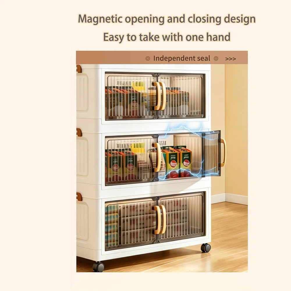 Clear-Door Storage Cabinet with Wheels